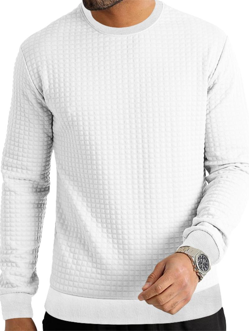 Men's Regular Fit Plain Long Sleeve Tee, Casual Comfy Crew Neck T-shirt for Spring & Fall, Fashion Men's Top for Daily Wear