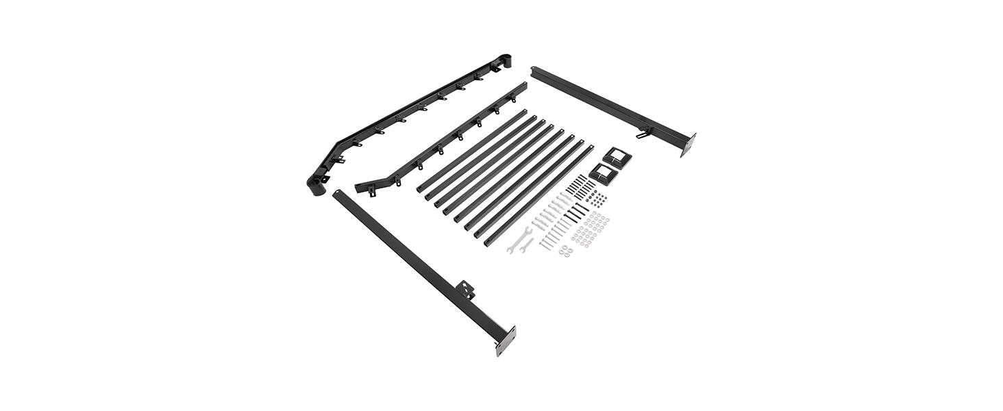 4-5 Step Hand Rail, Handrails for Outdoor Steps, 4-5 Steps Adjustable Outdoor Garden Railing for Stairs Black Steel Powder Coated Heavy Duty