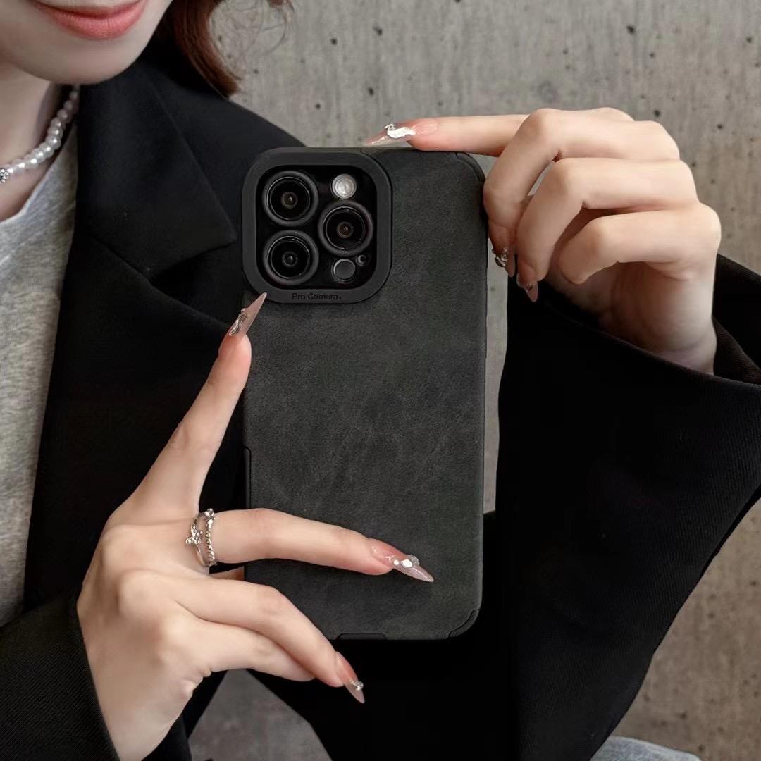 2026 New Fashion Luxurious Imitation Deer Skin Matte Phone Case, Soft Shockproof Cover for iPhone 17 Pro Max, 16, 15, 14 Plus, 13, 12 Pro Max