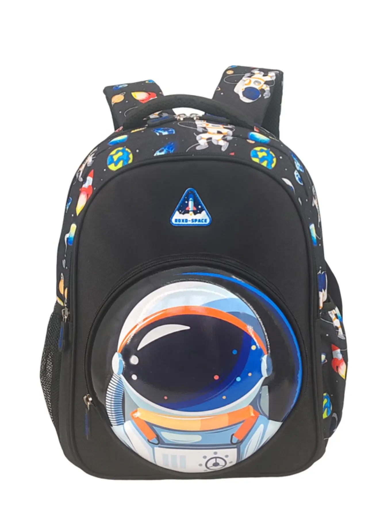 3D Astronaut Print Backpack, Space Capsule Design, Honeycomb Ventilated Back, Large Capacity Layered Storage, All-Season Preppy Style