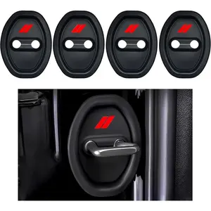 YOSRTER 4pcs Door Lock Cover for Dodge Charger Challenger Accessories 2015-2022 & Durango 2016-2023 Silicone Car Door Lock Decoration Protector for Dodge Accessories(Red Trim)