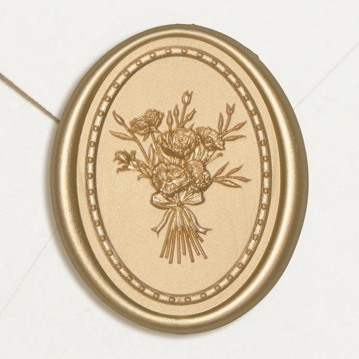 Vintage Photo Frame Floral Bouquet Wax Seal Stickers, 50 Pcs Self-Adhesive Light Gold Envelope Seal Stickers for Wedding Invitations, Christmas, Gift Wrapping