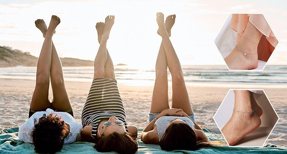 Trendy Summer 925 Sterling Silver Ankle Bracelets for Women Heart Butterfly Beaded Initial Anklet Layered Dainty Chain Adjustable Beach Foot Jewelry Summer Cute Beach Gift for Her