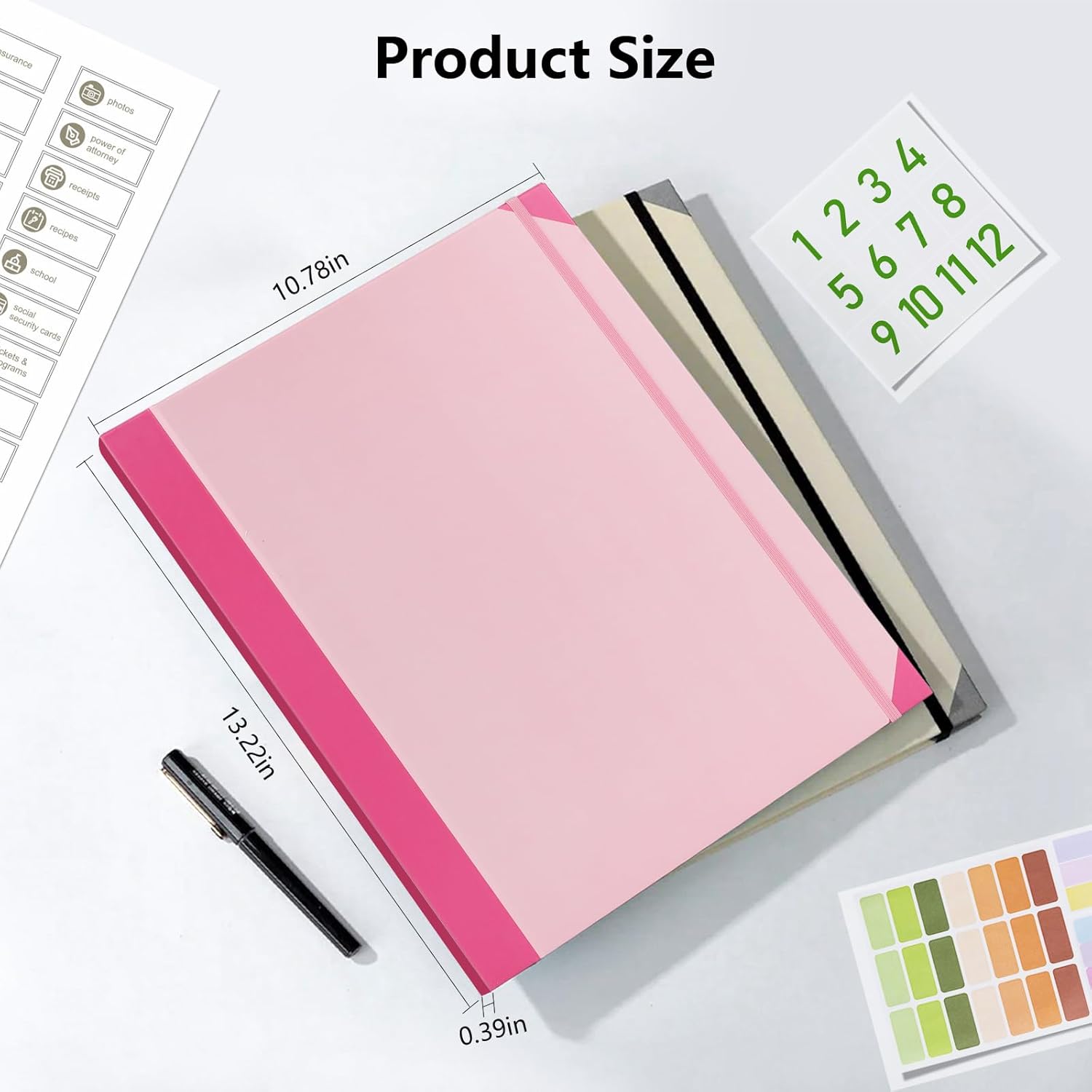 Document Organizer, File Folder with Labels and Pockets, Expanding Storage Folder for Important Papers,  Binder, Birth  and Letters, Ideal for  Files Organization ()