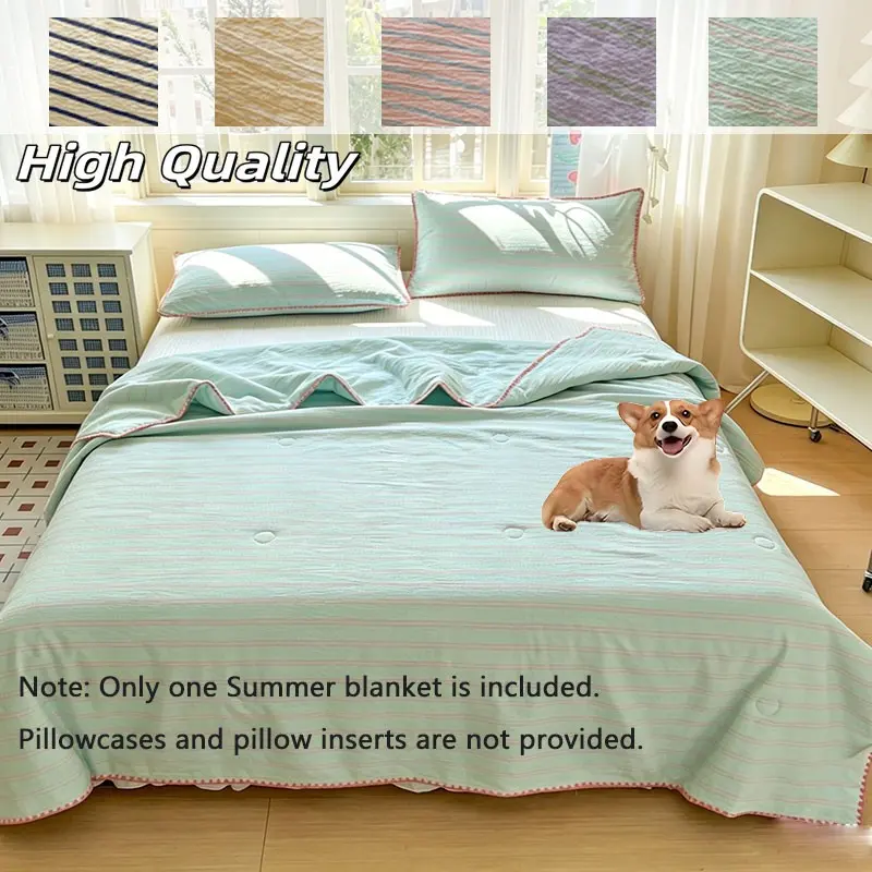 Fresh Bubble Satin Summer Quilt, Multiple Colors and Sizes Available, Breathable, Ideal for Bedroom and Sofa