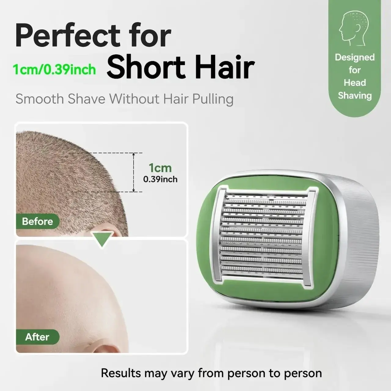 Men's Reciprocating Bald Head Trimmer, Manual Hair Clipper for 1cm Short Hair, 9-Layer Stainless Steel Blades, Wet/dry Use, Portable Design
