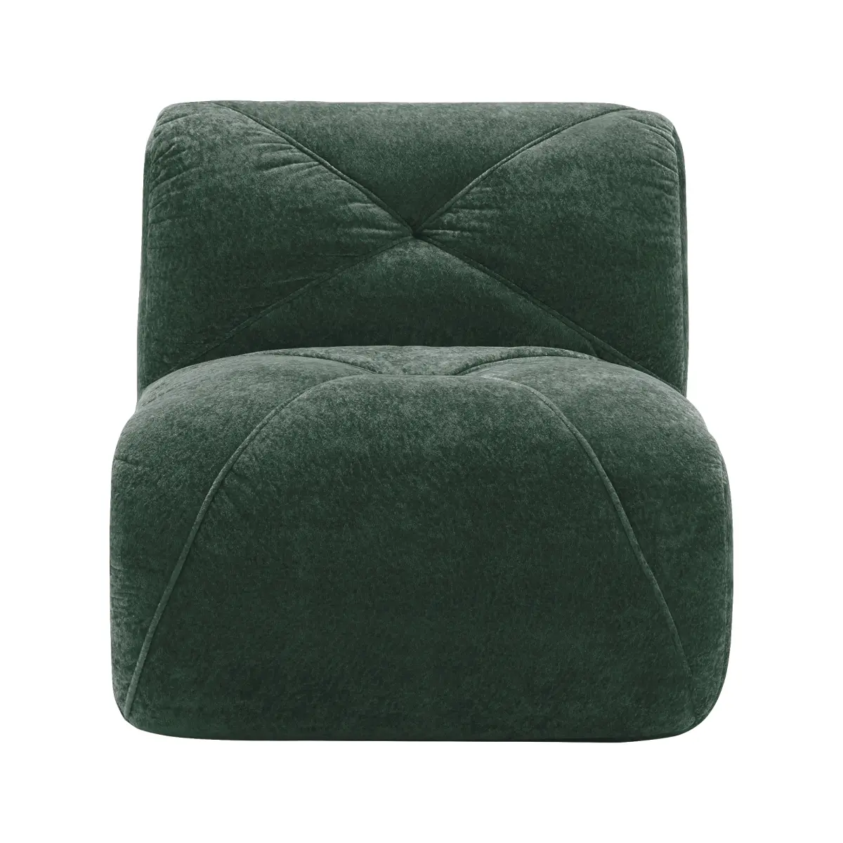 Armless Velvet Green Comfy Couch, 30.31 x 37.40 x 29.92 in Indoor Sofa for Chatting with Family, Enjoying Coffee During Family Time