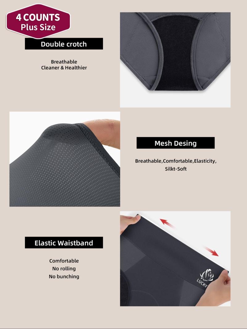 【Plus Size】 Letter Print Period Panty, Breathable Comfortable Period Panty for Daily Wear, Women's Underwear for All Seasons