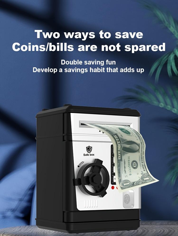 1pc Electronic Piggy Bank ATM Machine with Fingerprint and Password Security - Acrylic Black, Real Money Savings Bank for Birthday, Halloween, Thanksgiving, Christmas Gift Decor Ornaments Multicolor