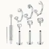 18G Stainless Steel Horseshoe Nose Ring and Flat-Back Stud Earring Set Body Jewelry for Women and Men, Hypoallergenic Surgical Steel Tragus Helix Cartilage Conch Piercing Jewelry with Piercing Ball Grabber Tool