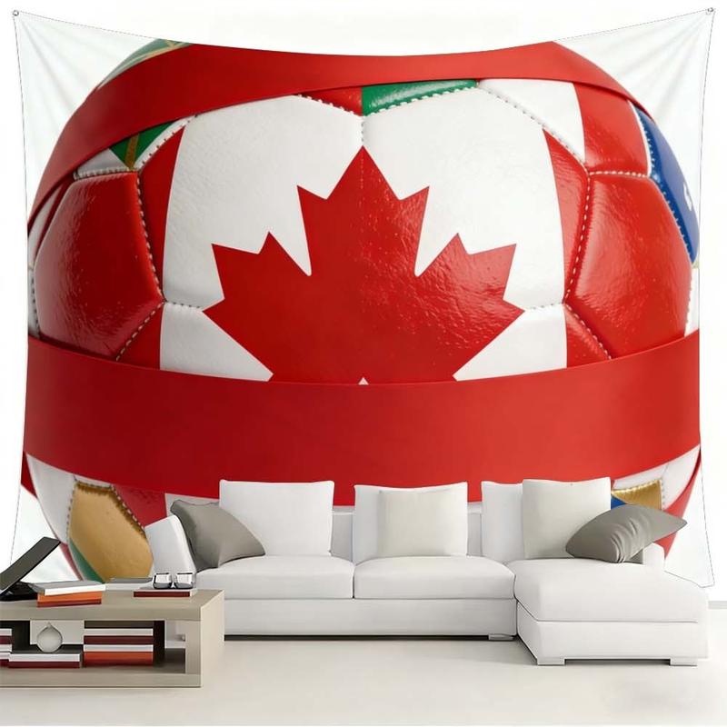 1 pc microfiber FIFA World Cup Canada Flag Soccer Ball Tapestry Wall Hanging Living Room Bedroom Holiday Decor Ornament Tapestry Background Cloth Hanging Cloth Wall Cloth Decorative Cloth