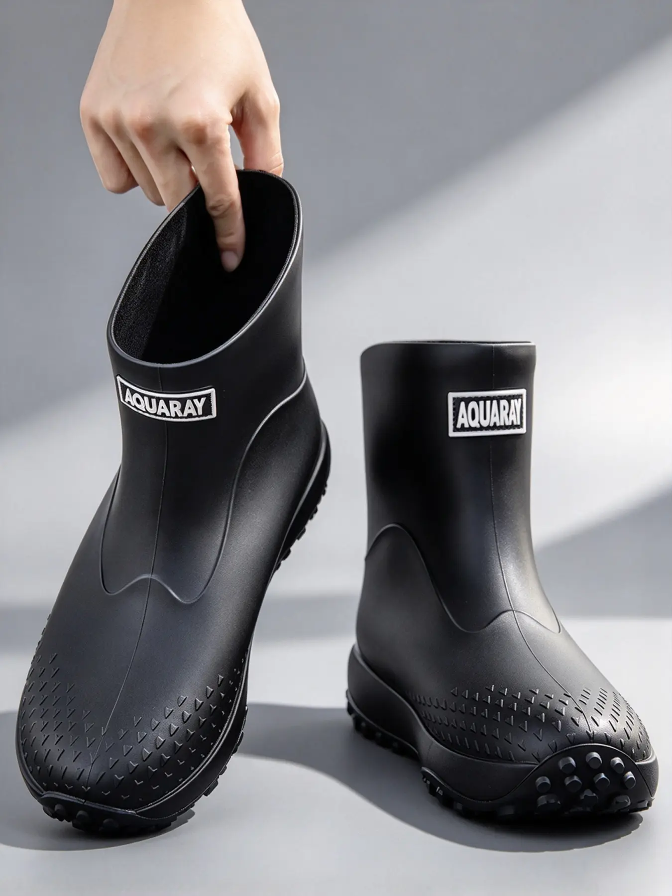 Men's Fashion Rain Boots, Duck Boot, Sleek Fitted Boot Shaft, Deep Lug Tread Durable Non-slip Thick Sole; Stylish Rain Shoes, Lightweight & Easy to Clean, Multi-color; Versatile Water Shoes for Daily Commute, Outdoor Walk, Garden Work, Size 39-45