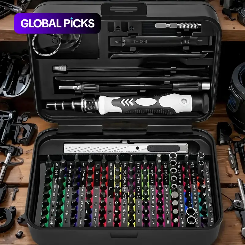 132-in-1 Precision Screwdriver Set with 108 CRV Magnetic Bits, Multipurpose Screwdriver Kit, Multifunctional Ratchet Screwdriver Tool Kit for Electronic Products, Heavy-Duty Industrial Repair Tool #GLOBAL PICKS