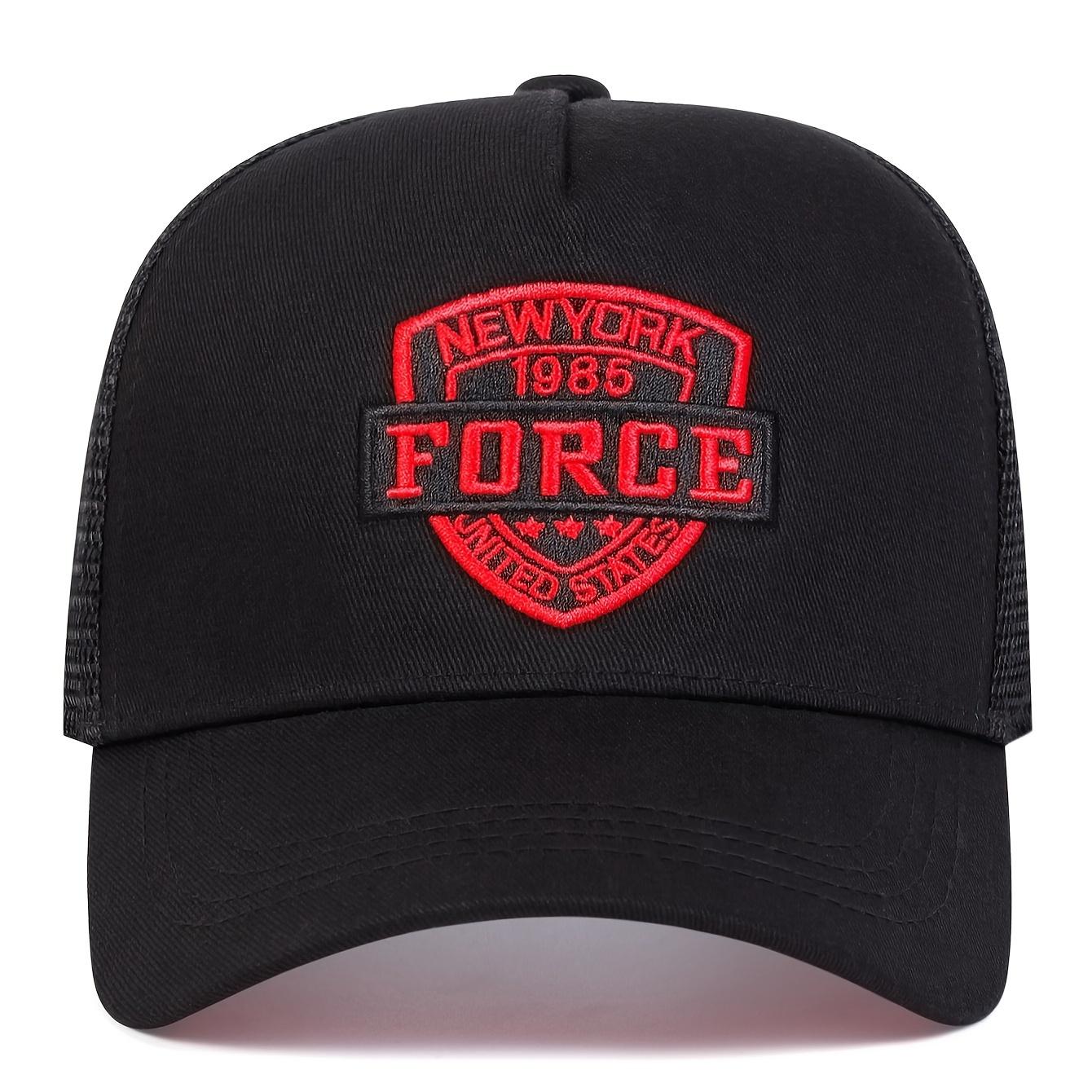 1 Women'S FORCE Baseball Cap Outdoor Adjustable Sunscreen Casual Mesh Cap NEW YORK 1985 Trucker Hat Suitable for Spring And Autumn Travel, Tourism, Seaside Party