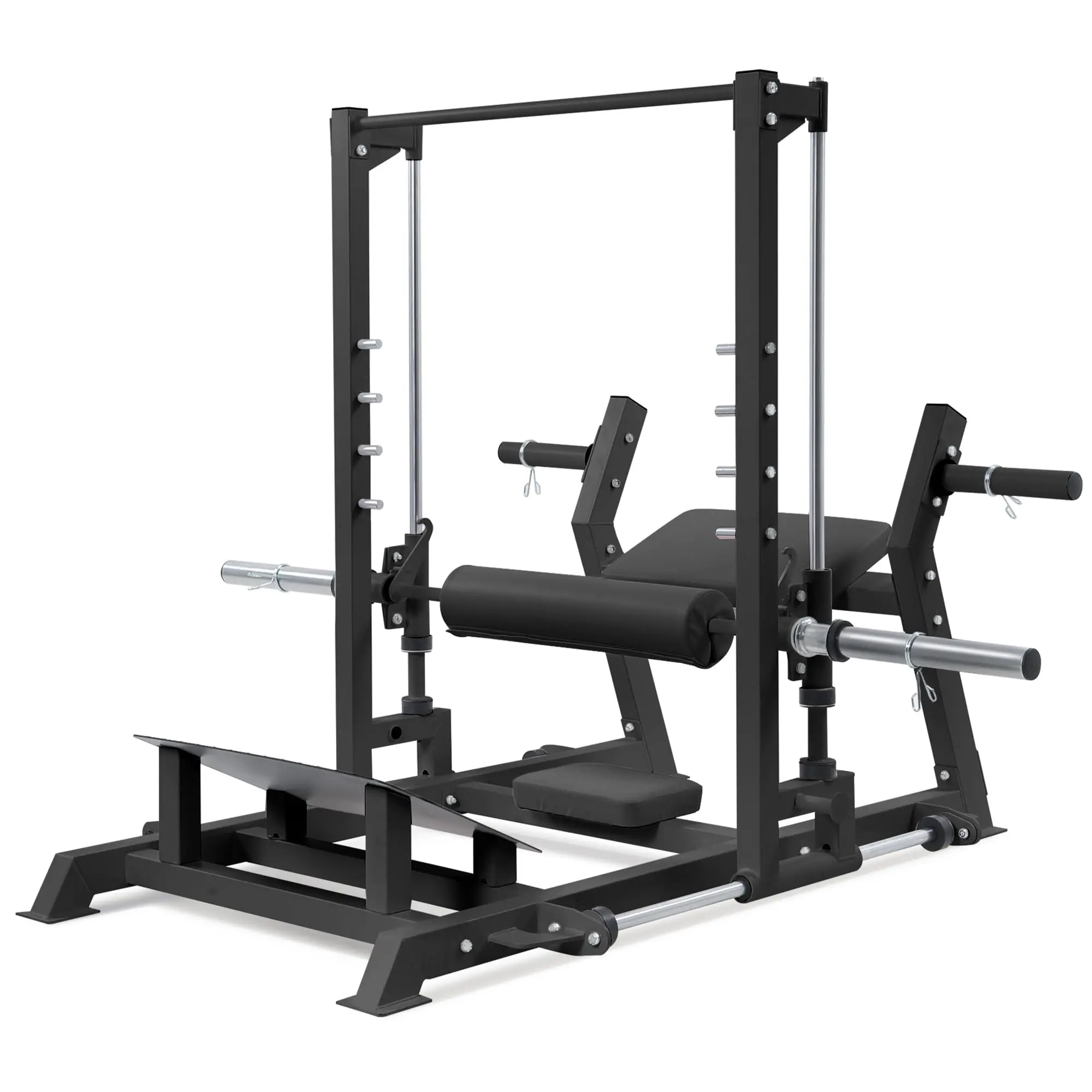 Hip Thrust Machine, Heavy Duty Plate Loaded Glute Bridge Machine with Band Peg & Weight Holder, Butt Exercise Workout Equipment