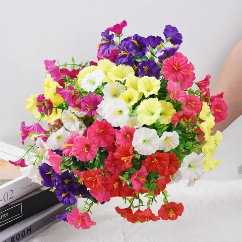 16 Pcs Artificial Faux Flowers without Pots, Plastic Faux Flowers, Decorative Fake Flowers for Home, Garden, Party, Wedding and Balcony, Outdoor Home Décor Supplies, Plastic Flower Decoration, Garden Decorations