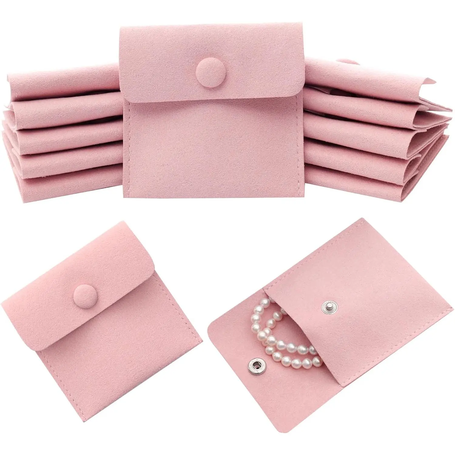 12 count Microfiber  Pouch 8x8cm  Packaging Bag Luxury Small   Bag Small  Pouch Snap Button Envelope Style Packaging