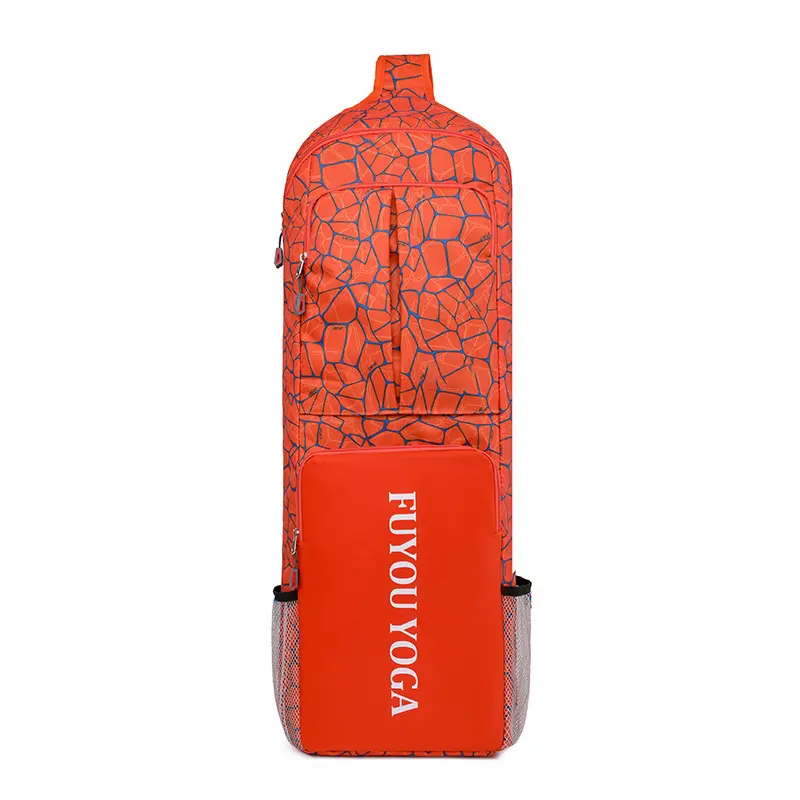 Unisex Full Size Yoga Mat Backpack - 100% Water Repellent Nylon, Crack Print, Breathable Mesh, Padded Adjustable Straps, Multi-Pockets, Splashproof, 1.15lbs, L77xW27xH11cm, for Yoga/Gym & Gym/Camping