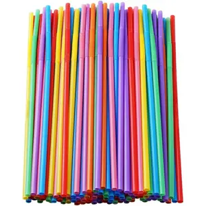 100 count Colorful Plastic Long Flexible Straws.(0.23''diameter and 10.2"long)