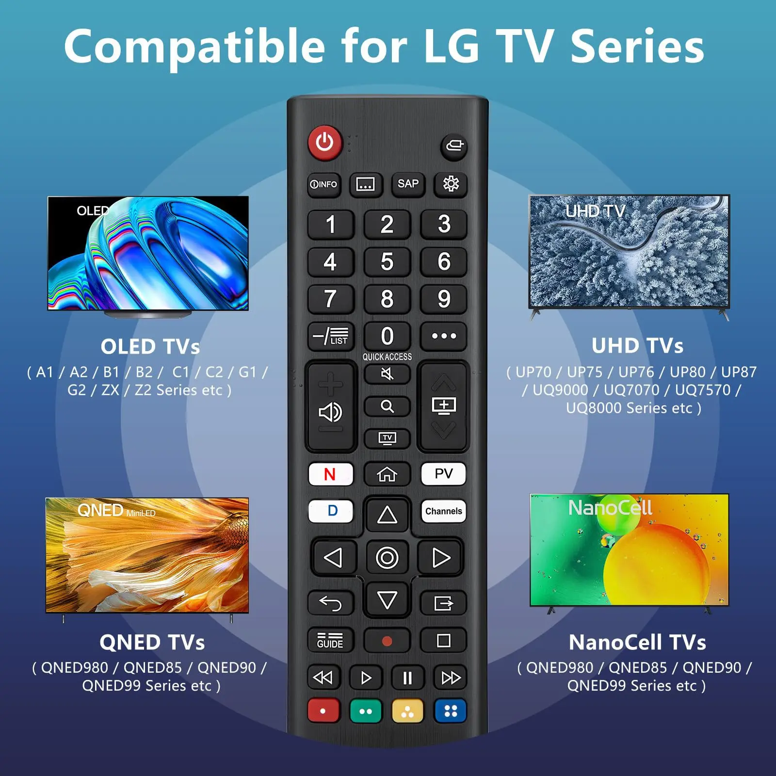 Universal Infrared TV Replacement Remote Control for Lg Smart Tvs, Compatible with 32lj610v, 43uj634v, 49uj634v, 55uj634v, 65uj634v, 43uj6309