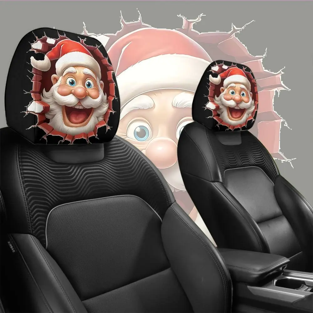 Funny Santa Claus Car Seat Headrest Cover, Christmas-Themed Car Interior Decor, Unique Holiday Atmosphere, Fashionable Car Accessories