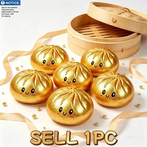 Gold Glitter Dumpling Bao Bun Squishy Toy - Fun Stress Relief Gift, High-Quality Design, Includes Multiple Surprises, Perfect for Gifting
