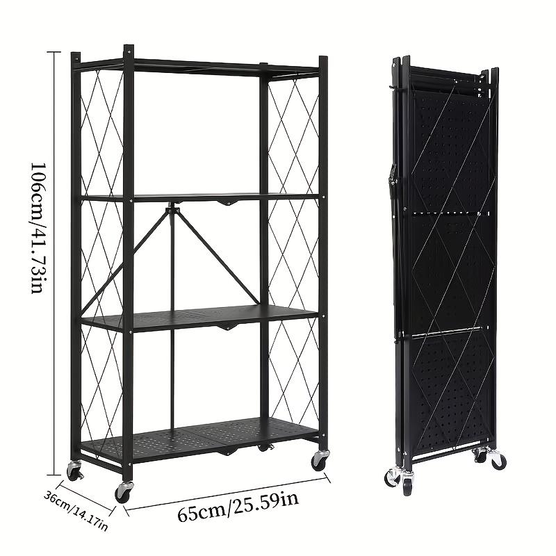 3/4/5 Layer Folding Storage Rack, No Installation, with Wheels, Can Move Freely, Suitable for Living Rooms, Kitchens, Garages, Study Rooms, Basement Storage Rooms, Practical Shelves, Multi-Tier Office Storage Rack Standing Shelf, Standing Shelf