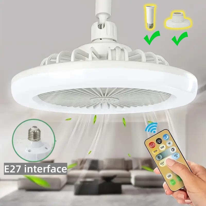 3 in 1 Ceiling Fan Light, E27 Socket Fan Light with Remote Control, Dual Function Cooling and Lighting Fan Light for Bedroom Living Home