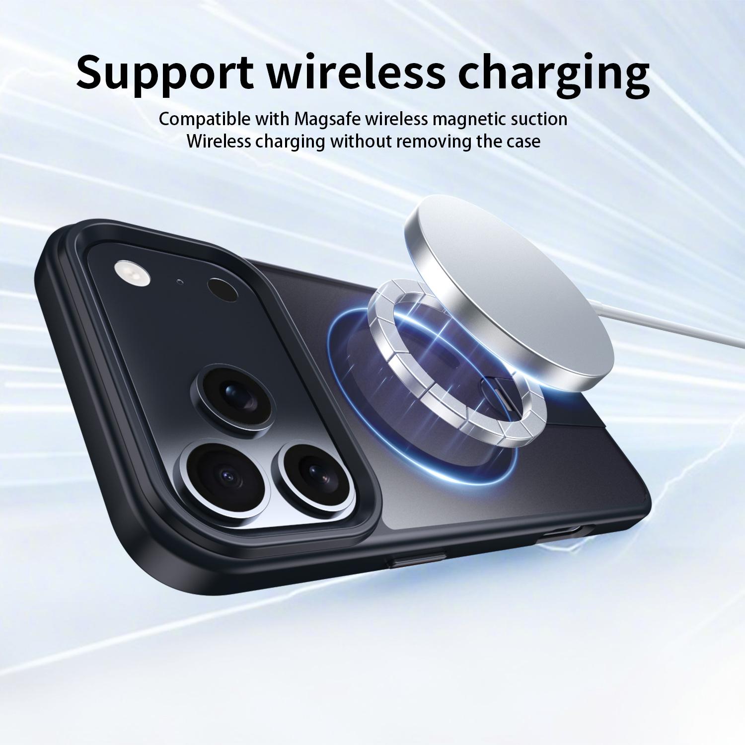 For iPhone 17 Pro Max phone case with hidden stand and magnetic wireless charging, for iPhone 16/15 protective cover