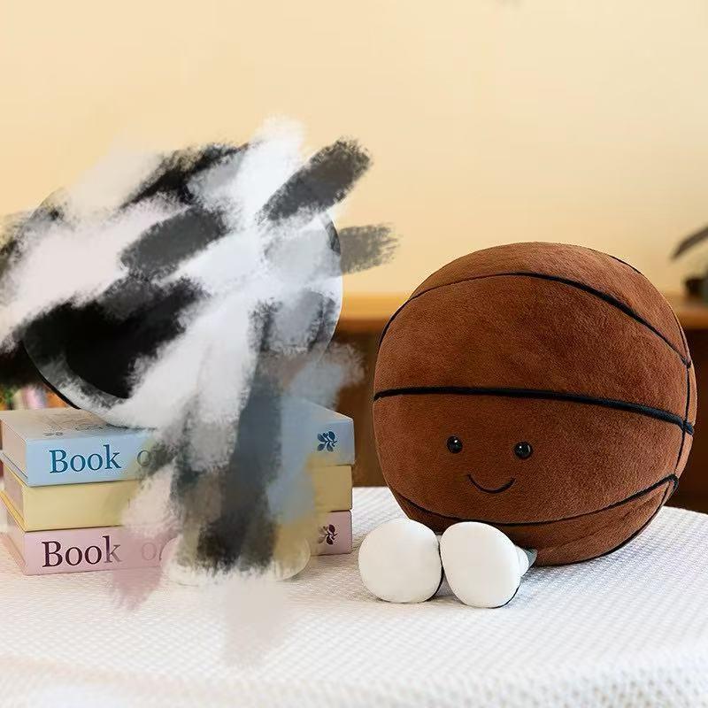 9.8-inch Basketball Plush Toy, Soft Filling Sports Plush Ball, Cute and Funny American Basketball Doll with Feet, Creative Basketball Ball-Shaped Decorative Cushion - Boys Girls Plush Toy, Basketball Pillow Gift, Suitable for Room Decoration, Sofa or Bed