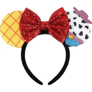 Adult Women's Bow Headband Girls Sequin Bow Headband Cosplay Party Travel Hair Accessory (TS Yellow)