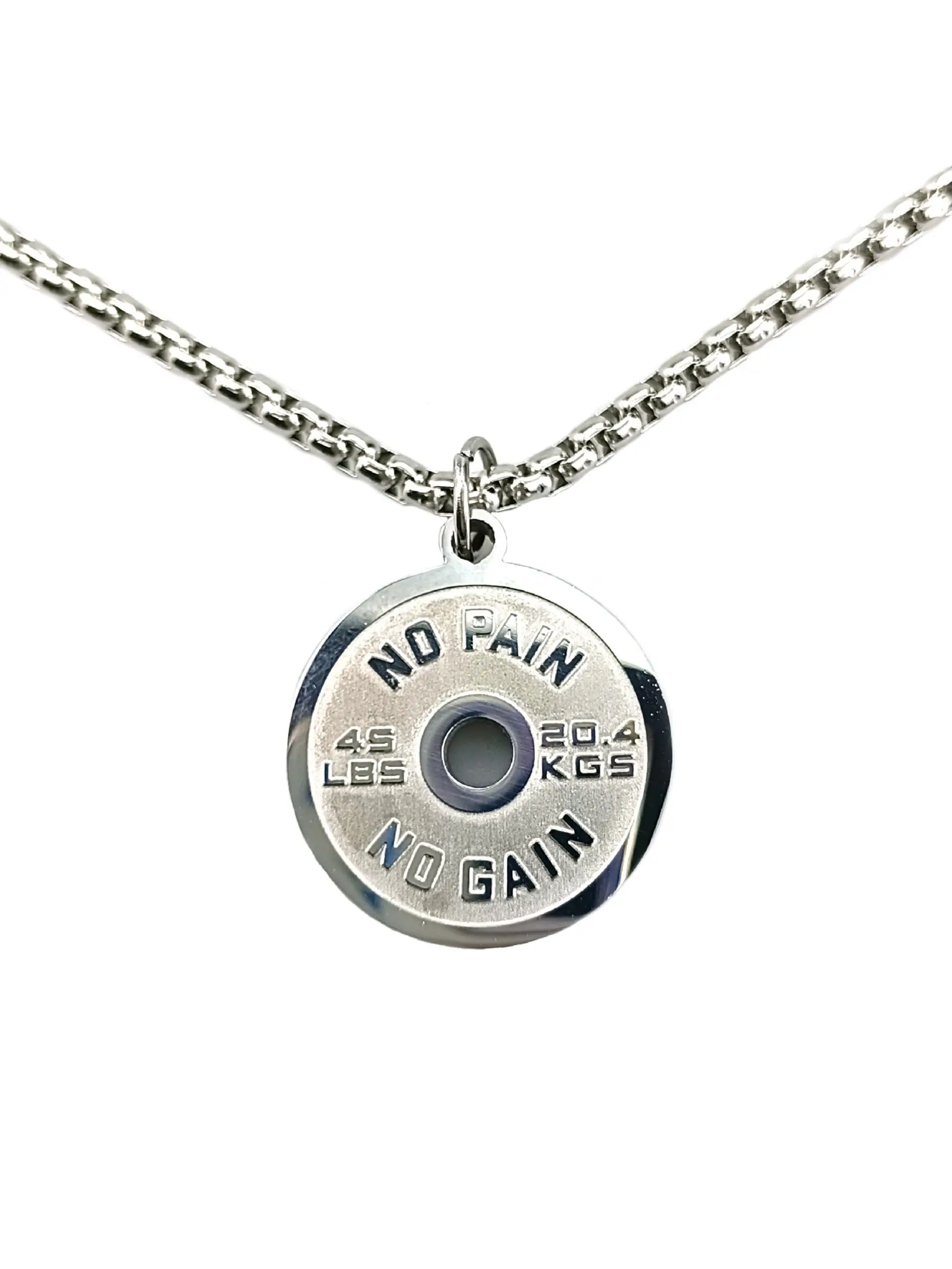 Sport Fitness Stainless Steel Barbell Plate Necklace Series, Inspirational Pearl Chain Pendant Accessory, Motivational Jewelry for Gym Enthusiasts