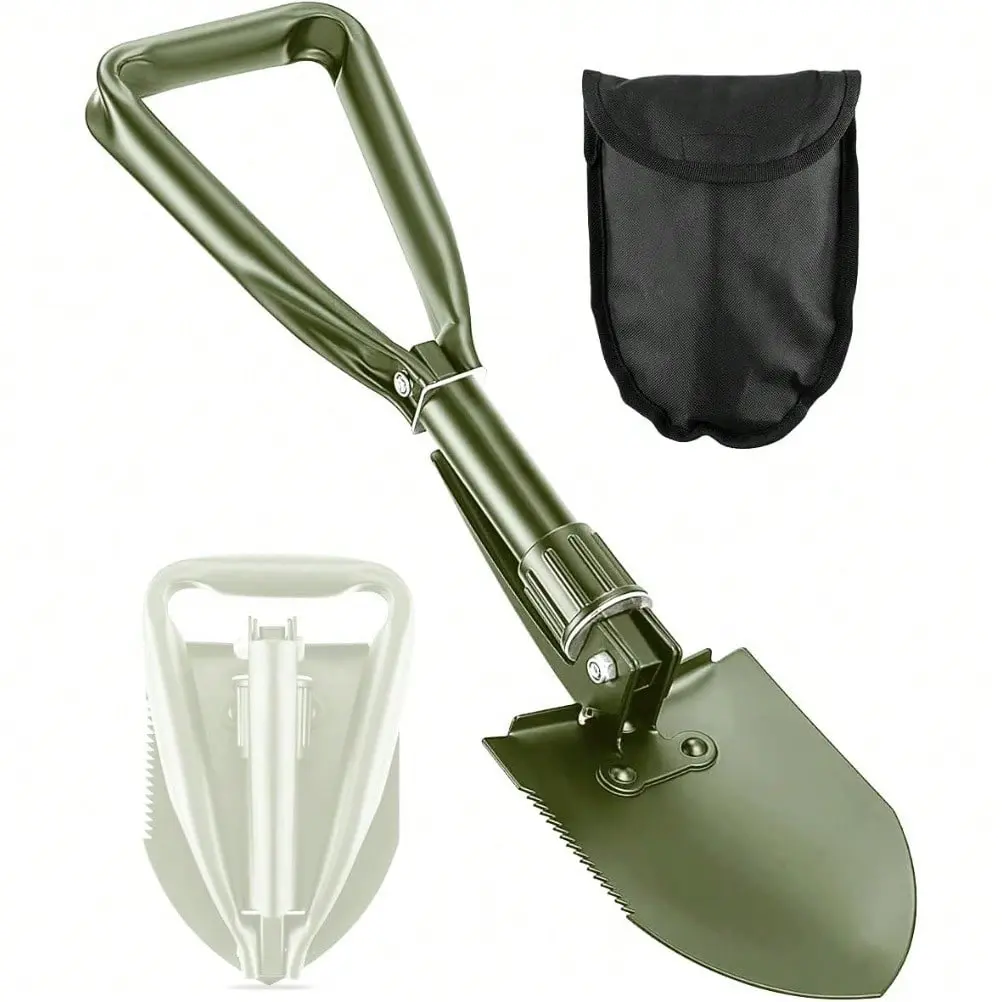 Digging Shovel - 24inch Lightweight Foldable Shovel High Carbon Steel Portable Digging Shovel for Outdoor Camping Style Backpacking Hiking Vehicle (olive)