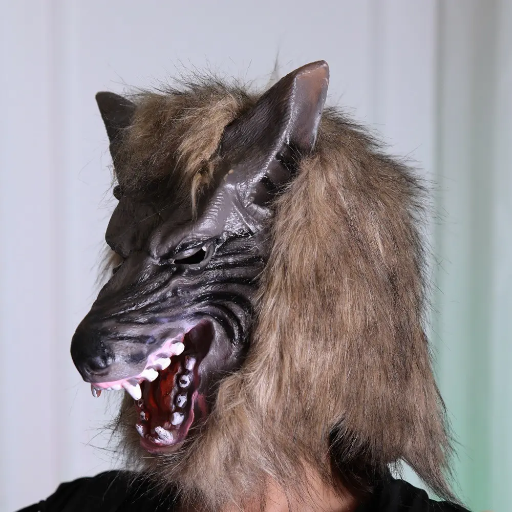 Scary Wolf Head Mask, Horror Creature Face Cover, Halloween Cosplay Costume Accessory, Party Dress Up Prop