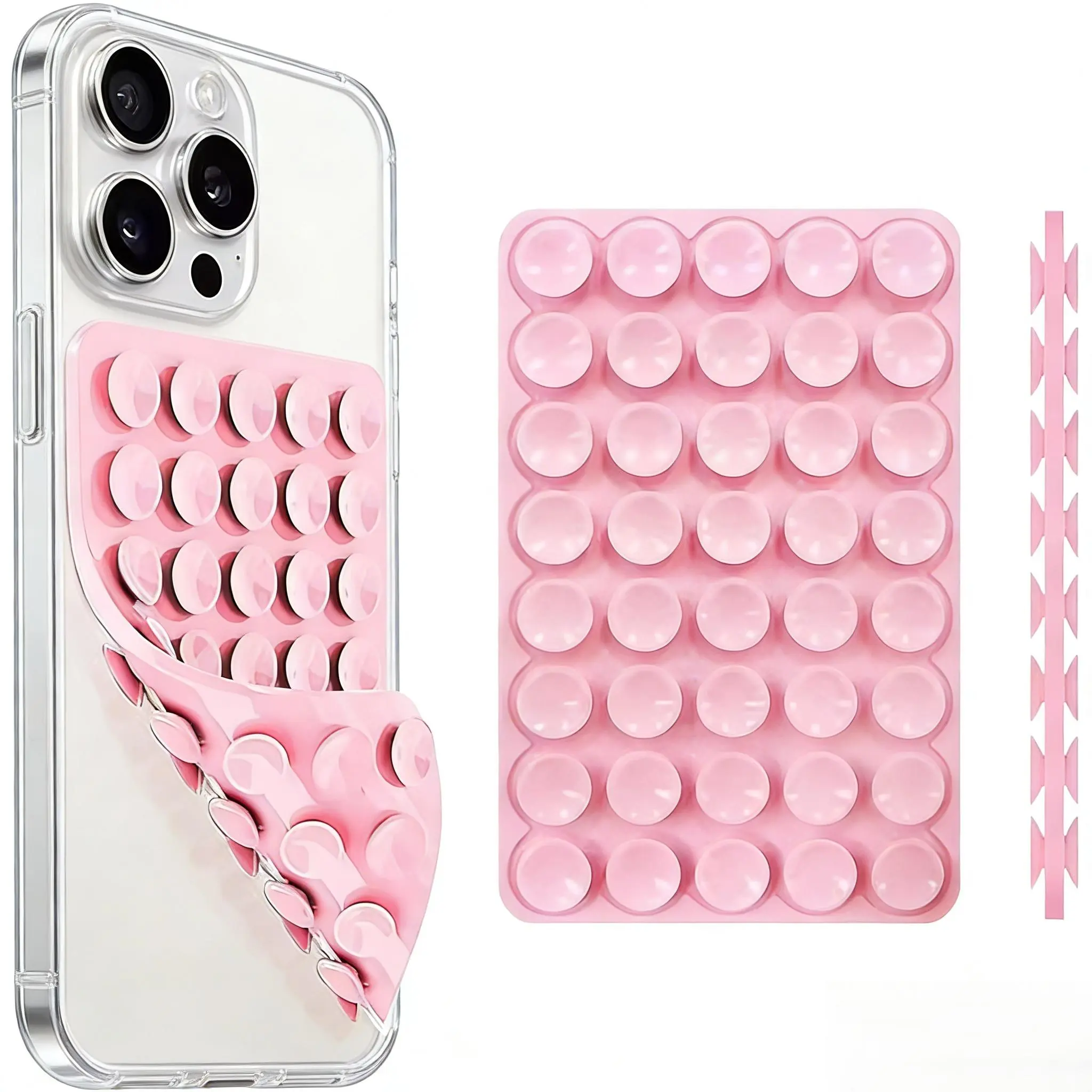 40-Pack Pink Ceramic Double-Sided Vacuum Suction Cups, Residue-Free Non-Slip Fixing Pads for Cabinets, Glass, Photos (Home Supplies, Home Decor Accessory)
