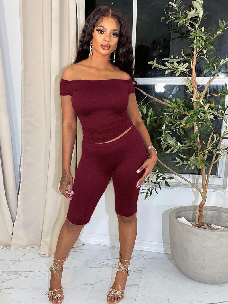 Two-piece Set Women's Leopard Print Off Shoulder Top & Capri Pants, Fashion Casual Chic Top & Capri Trousers for Daily Outdoor Wear, Ladies Clothes