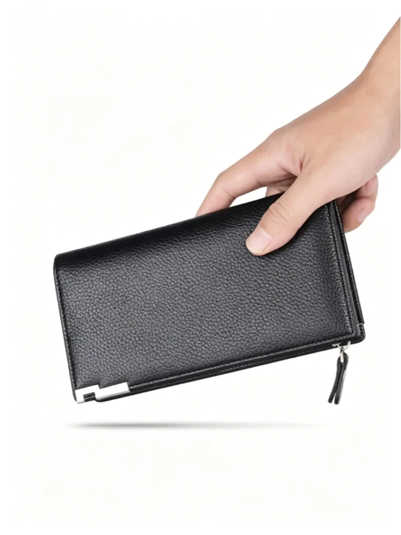1 Pack, Men's Long Wallet with Metal Trim, Genuine Leather Texture, Multi Card Slots, Large Capacity Zipper Clutch Purse, Multi-purpose Portable Phone Bag for Business Trips