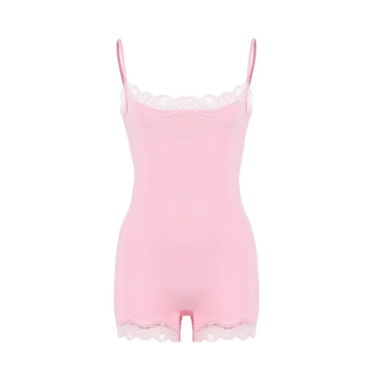 Pastel Pink Lace Trim Stretch Bodysuit With Cream Cropped Zip Cardigan Soft Daily Loungewear Curvy Friendly underwear basic