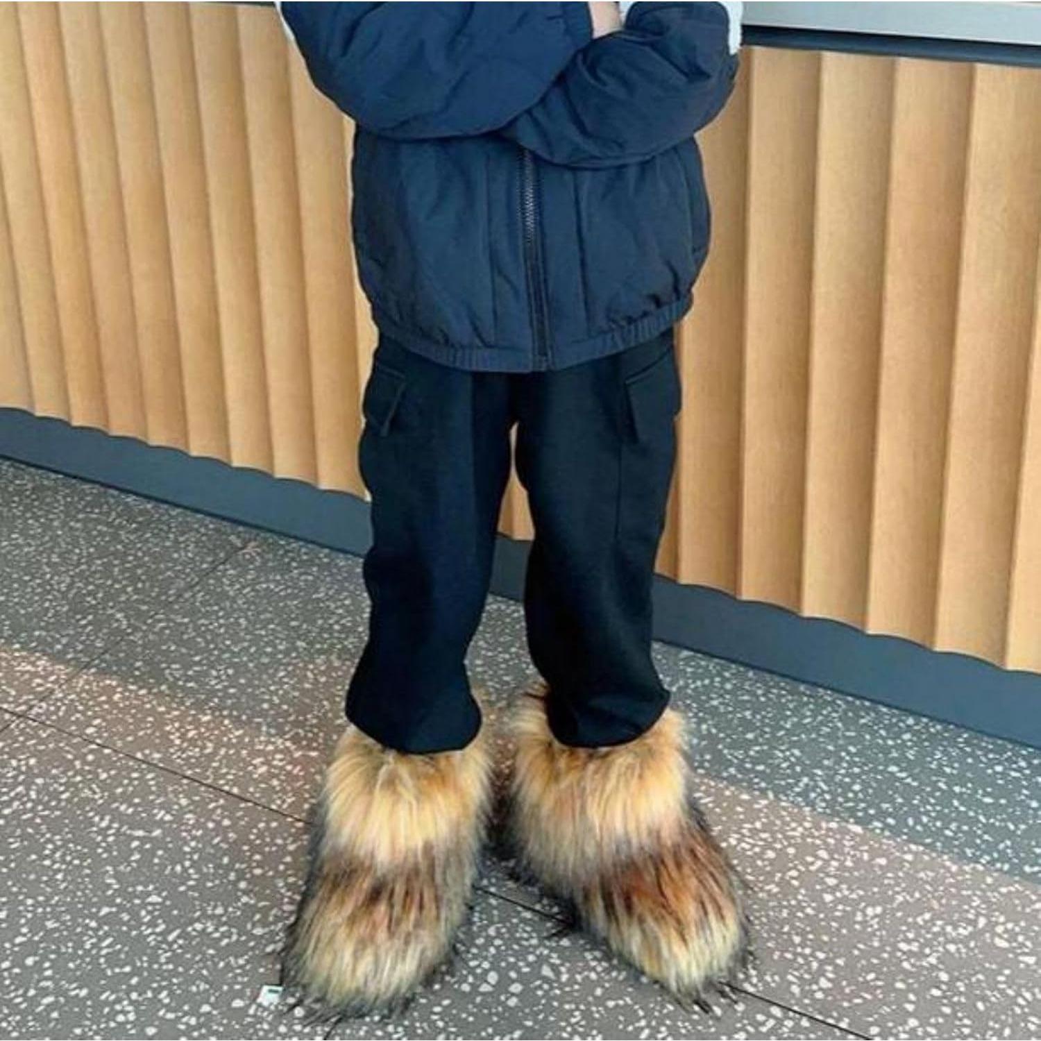 Girls Winter Short Boots Fluffy Furry Flat Snow Boots, Suitable for Winter Outfits