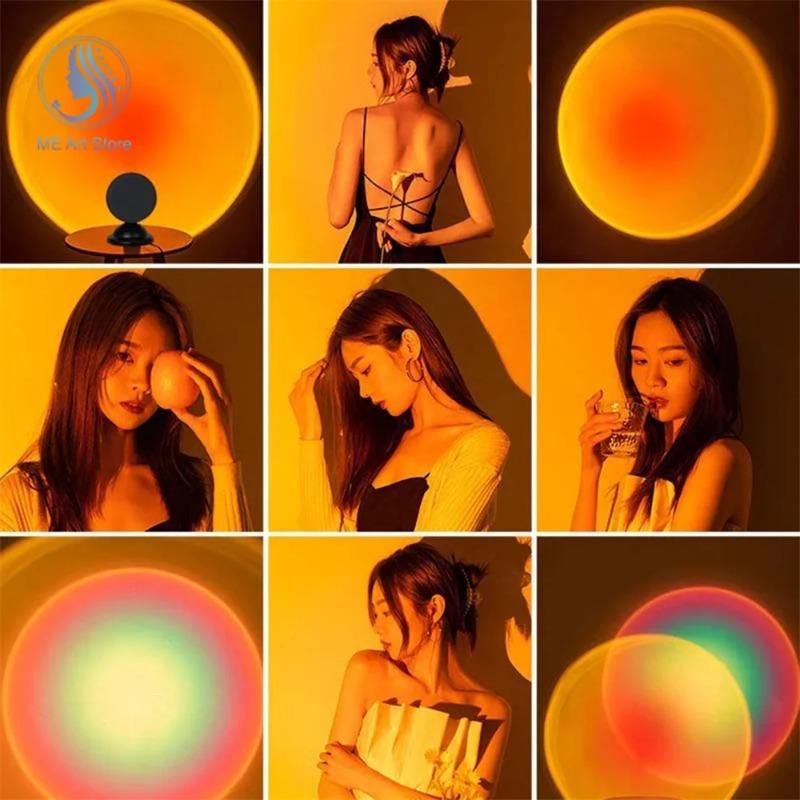 1pc-The new sunset light comes with earbuds and remote control in 16 colors Customized version