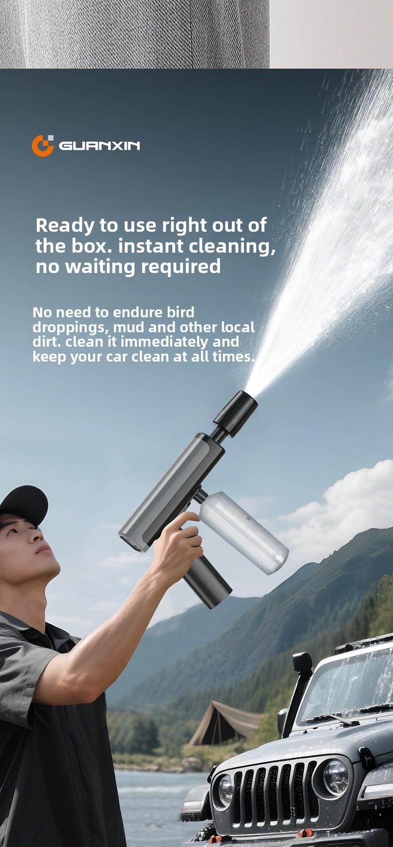 Cordless High Pressure Car Wash Gun, Foldable Portable High Power Washer, Rechargeable Lithium Battery Automatic Cleaning Gun