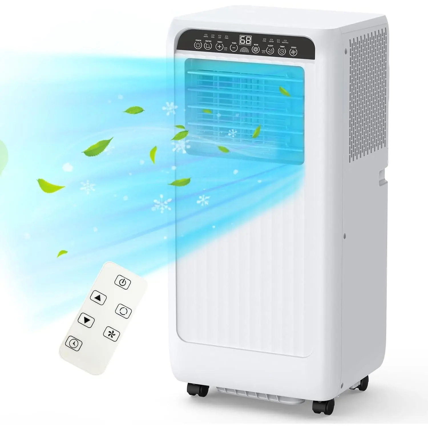 8000 BTU 4-in-1 Portable AC Unit - Heating & Cooling Air Conditioner with Remote Control, Dehumidifier, Fan Combo, 300 Sq. Ft. Coverage, 48.5 lbs for Home Office, Living Rooms, Bedrooms