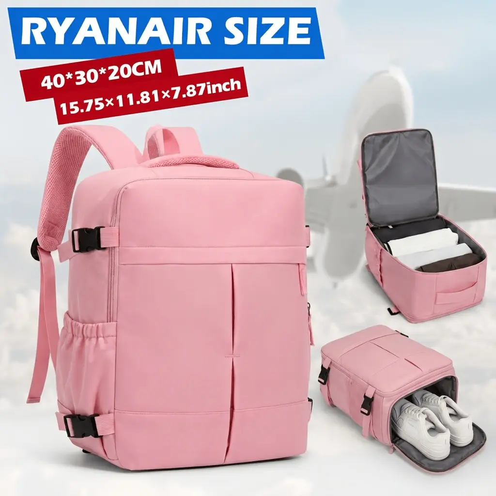 Ryanair Cabin Flight Approved Backpack with Shoe Compartment, Large Carry-On for Flight Travel, Adjustable Straps, Underseat Bag, Casual Style, Backpack Carry On Luggage