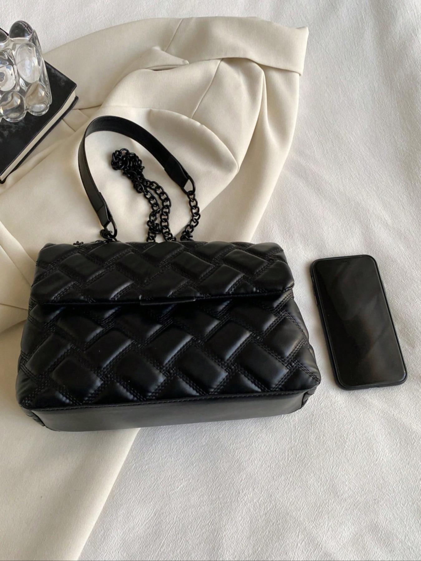 Women's Elegant Quilted Chain Strap Crossbody Bag, Casual Trendy Bag, Trendy Minimalist Shoulder Bag, Chic All-match Crossbody Bag for Daily & Work Use, Crossbody Purses