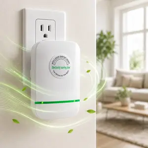 Electricity Saving Box, Compact Power Saver Device with LED Working Light, Plug and Play Energy Saver for Home Office Daily Indoor Use,US Plug