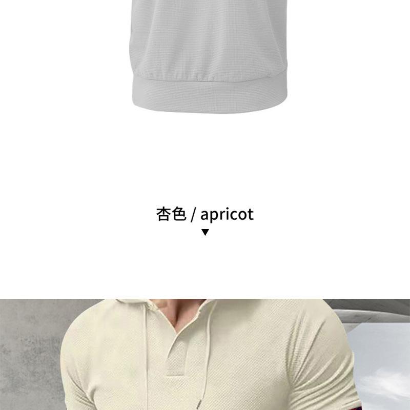 Short-sleeved Men's T-shirt, Sports and Leisure Fashion Solid Color Hooded Polo Shirt for Men