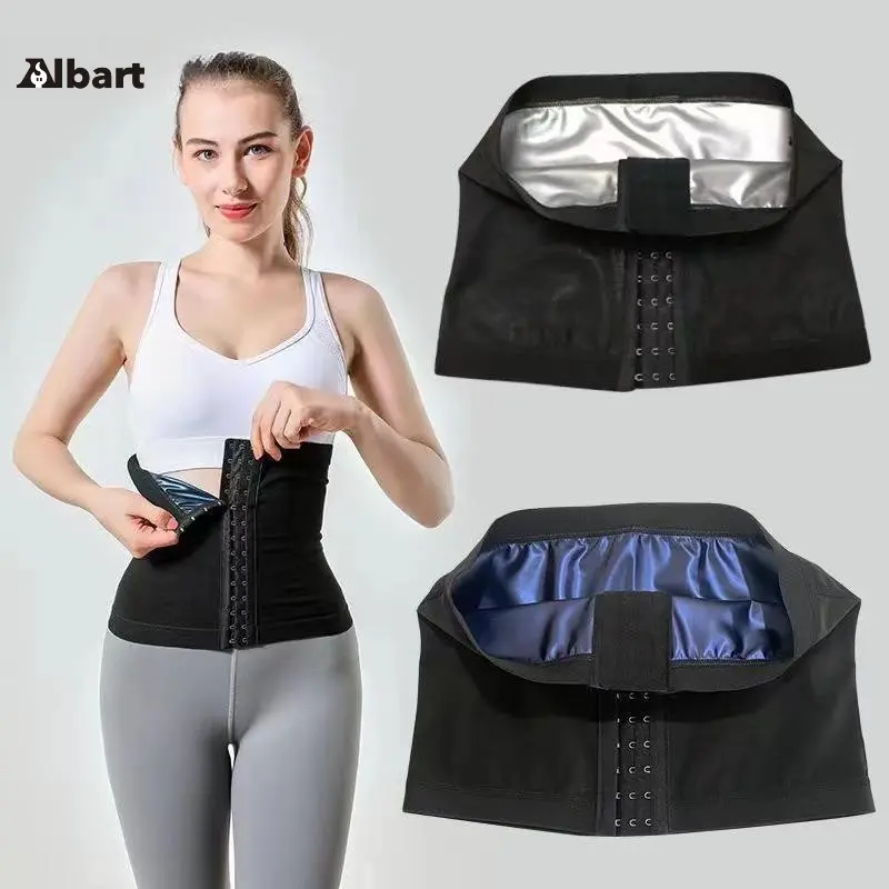 Women Neoprene Zip Up Waist Trainer Corset, Heat Reflective Silver Sauna Lining, Zip Front With Adjustable Inner Hooks, Sweat Boosting Sauna Waist Cincher, Tummy Control Waist Shaper For Gym Workout, Fitness Training And Daily Body Shaping