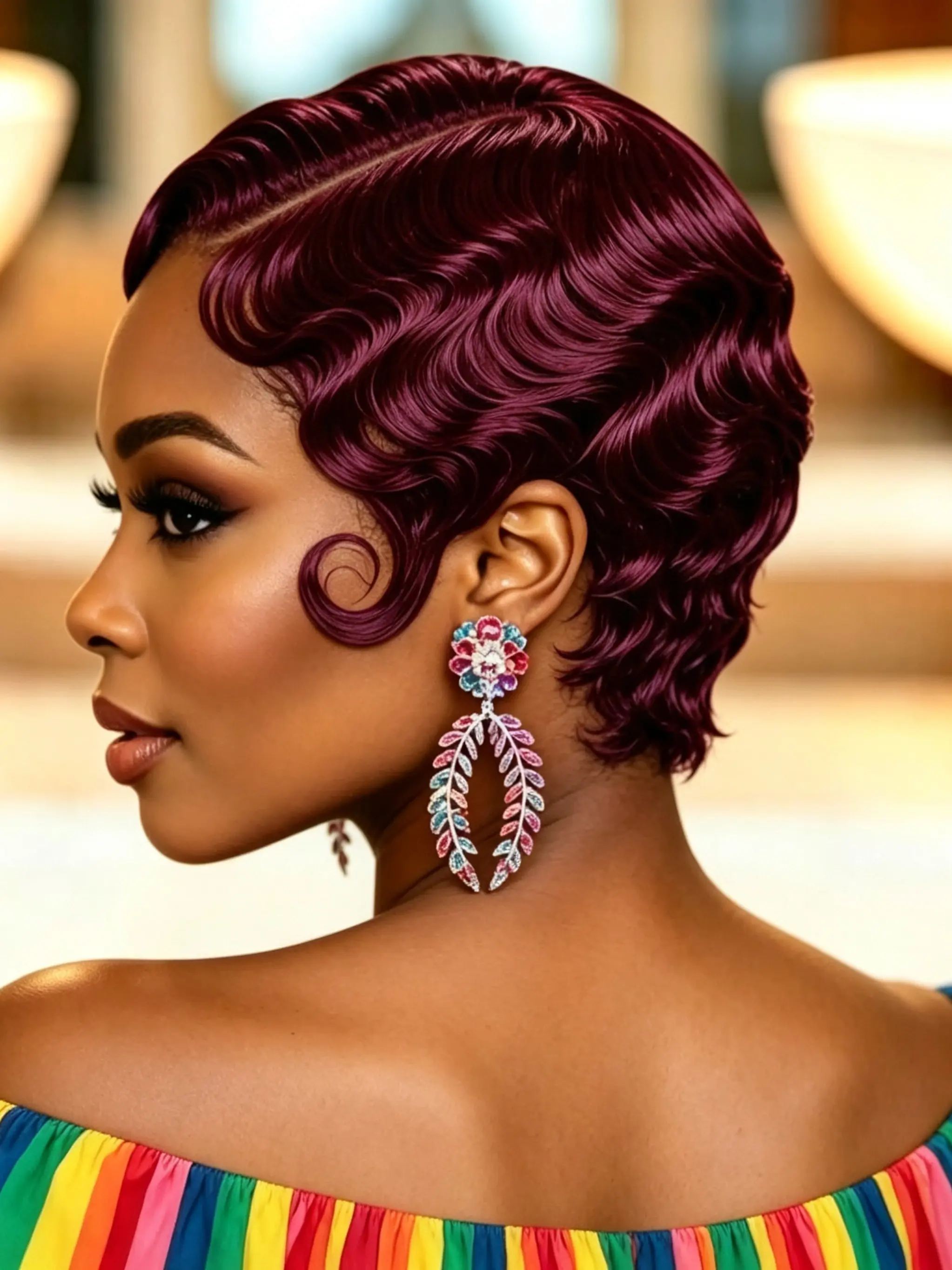 Pixie Cut Wig Short Curly Lace Front Human Hair Wigs for Women, Finger Wave 13x4 Transparent Lace Frontal Wigs, Stylish and Natural Look
