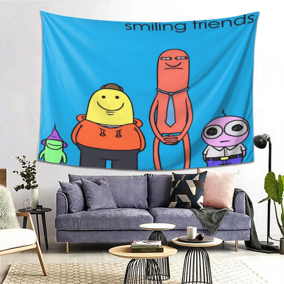 Smiling Friends style tapestry, suitable for studio, holiday courtyard, exclusive for black humor, absurd comedy, excellent choice for the one you like, exclusive gift for laughing friends