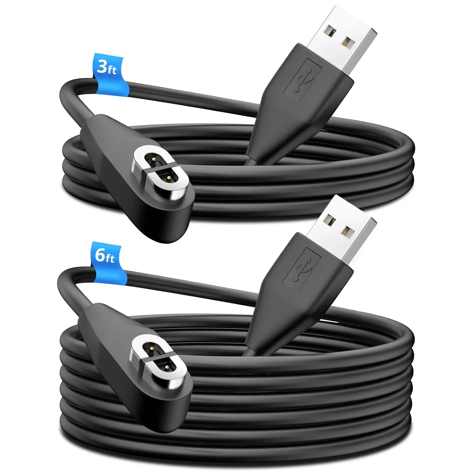 3.3ft & 6ft    [2 Pack Black] aftershokz Headphones Charger    for Aeropex AS800, OpenRun, OpenRun Mini, OpenRun Pro, OpenComm Long USB Charge Cord